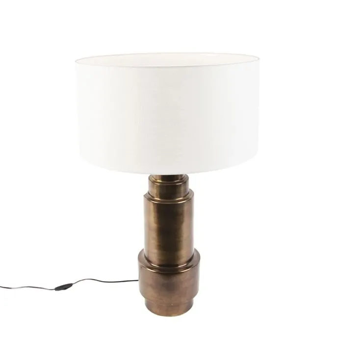 Art deco tafellamp met kap wit 50 cm - Bruut