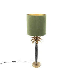 Art deco tafellamp met velours kap groen 25 cm - Areka