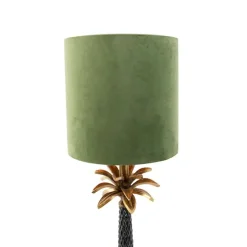 Art deco tafellamp met velours kap groen 25 cm - Areka