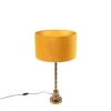 Art deco tafellamp met velours kap geel 35 cm - Pisos