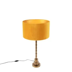 Art deco tafellamp met velours kap geel 35 cm - Pisos