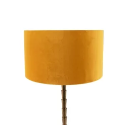 Art deco tafellamp met velours kap geel 35 cm - Pisos