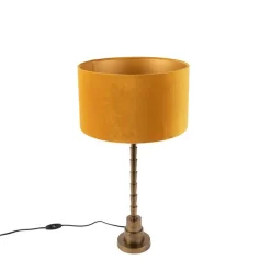 Art deco tafellamp met velours kap geel 35 cm - Pisos