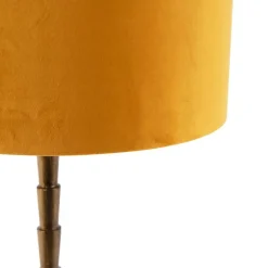 Art deco tafellamp met velours kap geel 35 cm - Pisos