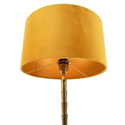 Art deco tafellamp met velours kap geel 35 cm - Pisos
