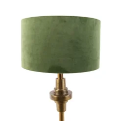 Art deco tafellamp met velours kap groen 35 cm - Diverso