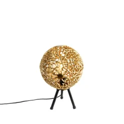 Art Deco tafellamp tripod goud met zwart - Maro