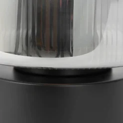 Art Deco tafellamp zwart met smoke glas - Laura