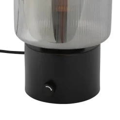 Art Deco tafellamp zwart met smoke glas - Laura