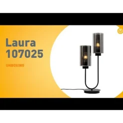 Art Deco tafellamp zwart met smoke glas 2-lichts - Laura