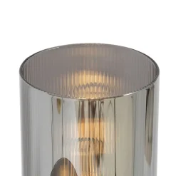 Art Deco tafellamp zwart met smoke glas 2-lichts - Laura