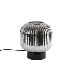 Art Deco tafellamp zwart met smoke glas - Karel