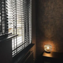 Art Deco tafellamp zwart met smoke glas - Karel