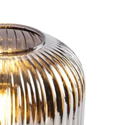 Art Deco tafellamp zwart met smoke glas - Karel