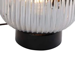 Art Deco tafellamp zwart met smoke glas - Karel