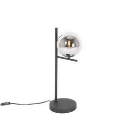 Art Deco tafellamp zwart en smoke glas - Flore