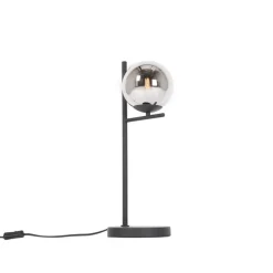 Art Deco tafellamp zwart en smoke glas - Flore