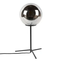 Art deco tafellamp zwart met smoke glas 45,5 cm - Pallon