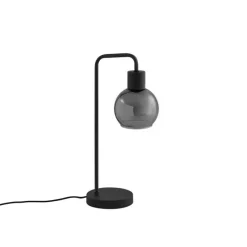 Art Deco tafellamp zwart met smoke glas - Vidro