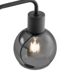 Art Deco tafellamp zwart met smoke glas - Vidro