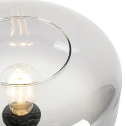 Art deco tafellamp zwart met smoke glas - Bizle