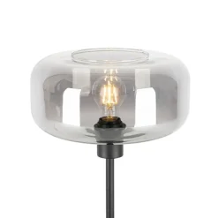 Art deco tafellamp zwart met smoke glas - Bizle