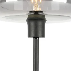 Art deco tafellamp zwart met smoke glas - Bizle