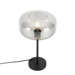 Art deco tafellamp zwart met smoke glas - Bizle