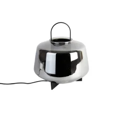 Art deco tafellamp zwart met smoke glas 30 cm - Kevin