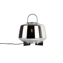 Art deco tafellamp zwart met smoke glas 30 cm - Kevin