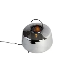 Art deco tafellamp zwart met smoke glas 30 cm - Kevin