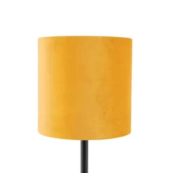 Art Deco tafellamp zwart met gele kap 25 cm - Simplo