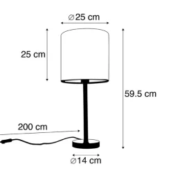 Art Deco tafellamp zwart met gele kap 25 cm - Simplo