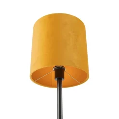 Art Deco tafellamp zwart met gele kap 25 cm - Simplo