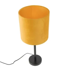 Art Deco tafellamp zwart met gele kap 25 cm - Simplo