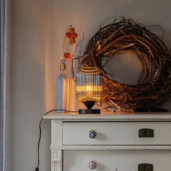 Art Deco tafellamp zwart met smoke glas - Banci