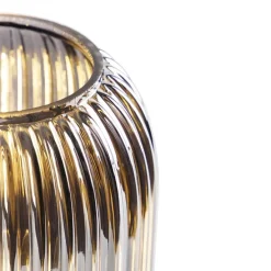 Art Deco tafellamp zwart met smoke glas - Banci