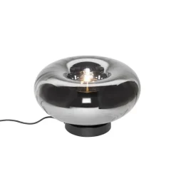 Art Deco tafellamp zwart met smoke glas - Ayesha