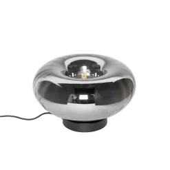 Art Deco tafellamp zwart met smoke glas - Ayesha