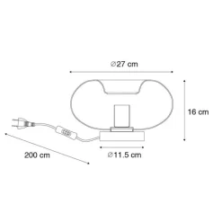 Art Deco tafellamp zwart met smoke glas - Ayesha