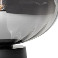 Art Deco tafellamp zwart met smoke glas - Ayesha