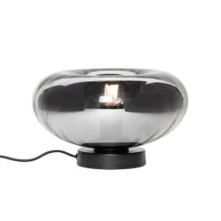 Art Deco tafellamp zwart met smoke glas - Ayesha