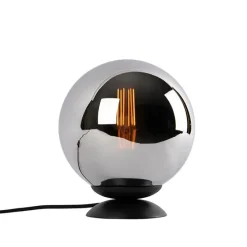 Art deco tafellamp zwart met smoke glas - Pallon