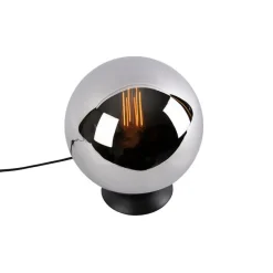 Art deco tafellamp zwart met smoke glas - Pallon