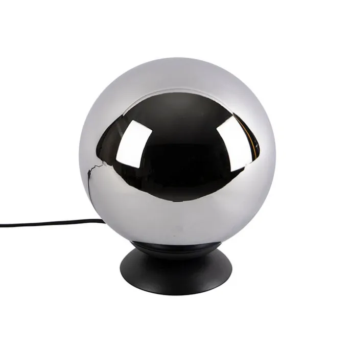 Art deco tafellamp zwart met smoke glas - Pallon