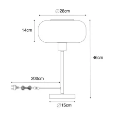Art deco tafellamp zwart met amber glas - Bizle