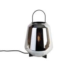 Art deco tafellamp zwart met smoke glas 23 cm - Kevin
