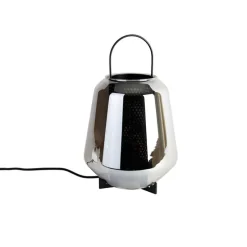 Art deco tafellamp zwart met smoke glas 23 cm - Kevin