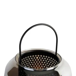 Art deco tafellamp zwart met smoke glas 23 cm - Kevin