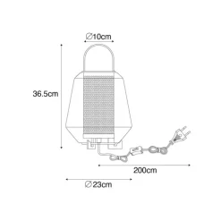 Art deco tafellamp zwart met smoke glas 23 cm - Kevin